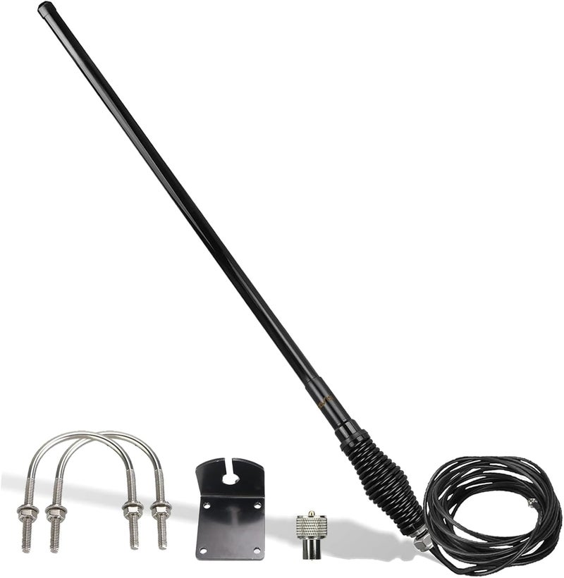 Retevis GMRS Mobile Antenna, Heavy Duty Fiberglass GMRS Antenna, 6.5dB 462-467MHz, Spring Base with 16ft RG-58U Coaxial Cable, Compatible with Midland Radio RT97 RA86(1Pack) - Image 1